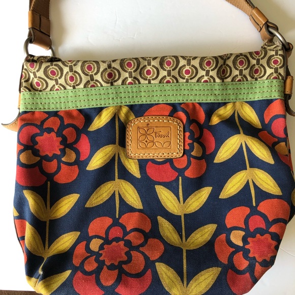 Fossil Floral Canvas Hobo Shoulder Bag - Picture 12 of 12
